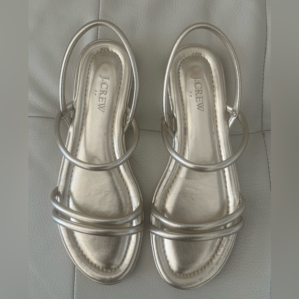 J. Crew Metallic Silver Strappy Sandal
